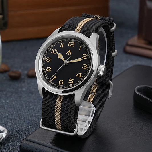 Montre à quartz Militado ML08 38 mm, mouvement VH31, verre saphir à double bombé, montre-bracelet Super C3 à index verts luminescents, montres vintage