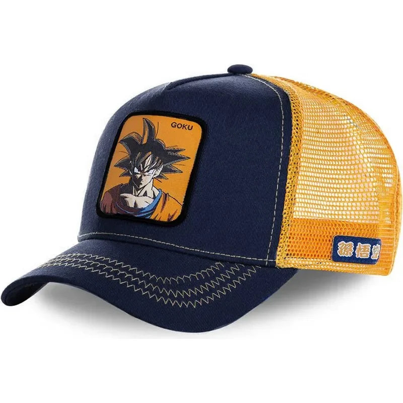 Cappellino da viaggio estivo Dragon Ball Buu Goku per uomo, con visiera, ricamo, stile hip-hop, visiera parasole, regolabile, in rete, tipo "trucker"