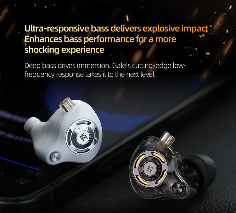 KZ Gale Gaming IEM Earphones – HiFi Super-Linear Driver In-Ear Monitor with Detachable Silver-Plated 2-Pin Cable