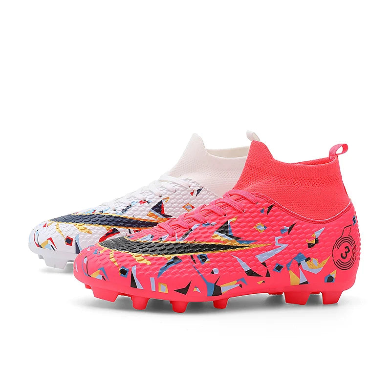 Professional Soccer Shoes Men Outdoor High-Top Sports Football Boots Boots Ag/Fg Long Spikes Artificial Grass Training Match