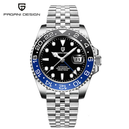 PAGANI DESIGN 40MM GMT Watches for Men Luxury Sapphire AR Mechanical Watch Ceramic Bezel Automatic 100M Waterproof Gift watch