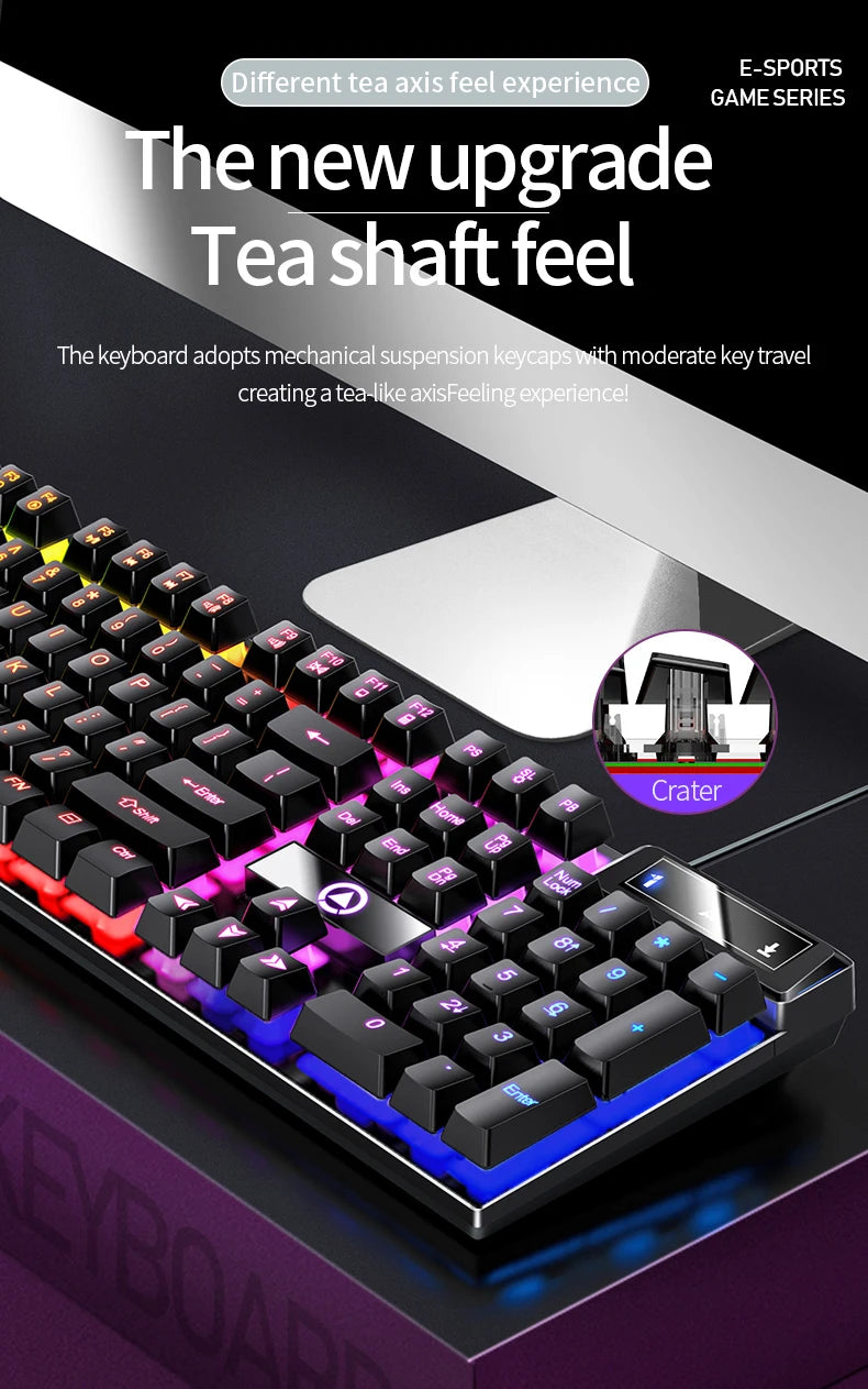 YINDIAO Wired USB Gaming Keyboard with Backlight, 104-Key Ergonomic Gaming Keyboard for PC, Laptop & Desktop, RGB Gamer Keyboard for Office & Gaming