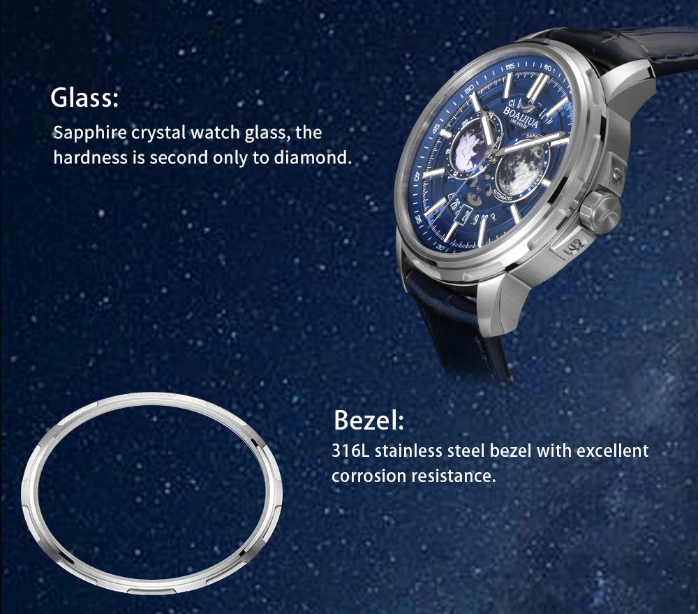 BORIAGE(BOAIJIUA) Fully Automatic Mechanical Men's Watch Original Design Mechanical Watches  Waterproof Luminous Wristwatch