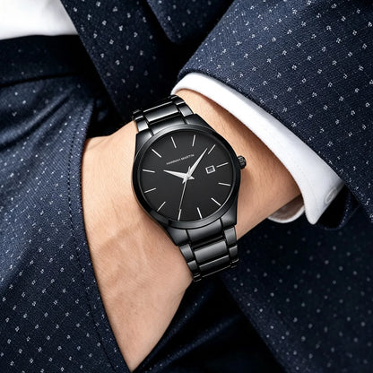 Zegarek męski Hannah Martin, koperta ze stali nierdzewnej, mechanizm kwarcowy, tarcza o średnicy 41 mm, styl biznesowy, z funkcją kalendarza (imitacja)