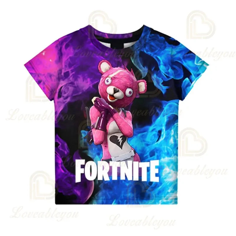 T-shirt infantil 3D Fortnite Victory Game – roupa de bebé Harajuku, top fofo de herói Battle Royale para meninos e meninas