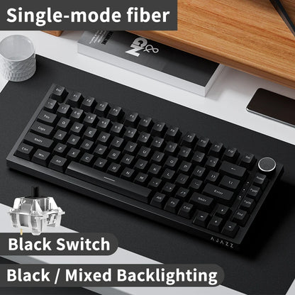 AJAZZ AK820 Mechanical Keyboard Hot-Swappable 82-Key Wired Keyboard with Rotary Volume Knob for Office, Gaming & Home