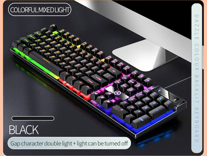 YINDIAO Wired USB Gaming Keyboard with Backlight, 104-Key Ergonomic Gaming Keyboard for PC, Laptop & Desktop, RGB Gamer Keyboard for Office & Gaming