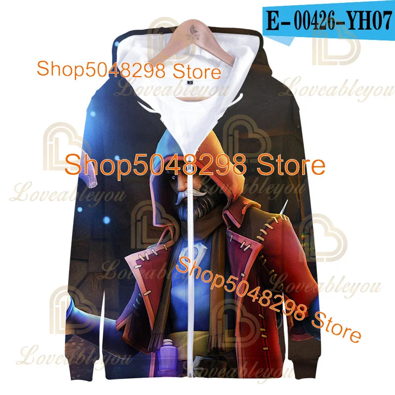 Sweatshirt Fortnite para Adultos e Crianças, Hoodie Infantil com Fecho, Estampado 3D de Jogo, para Rapazes e Raparigas, Estilo Harajuku, Manga Comprida, Roupa para Adolescentes