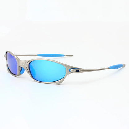 Polarized sunglasses for men and women, trendy silver frame, travel, cycling, and driving sunglasses