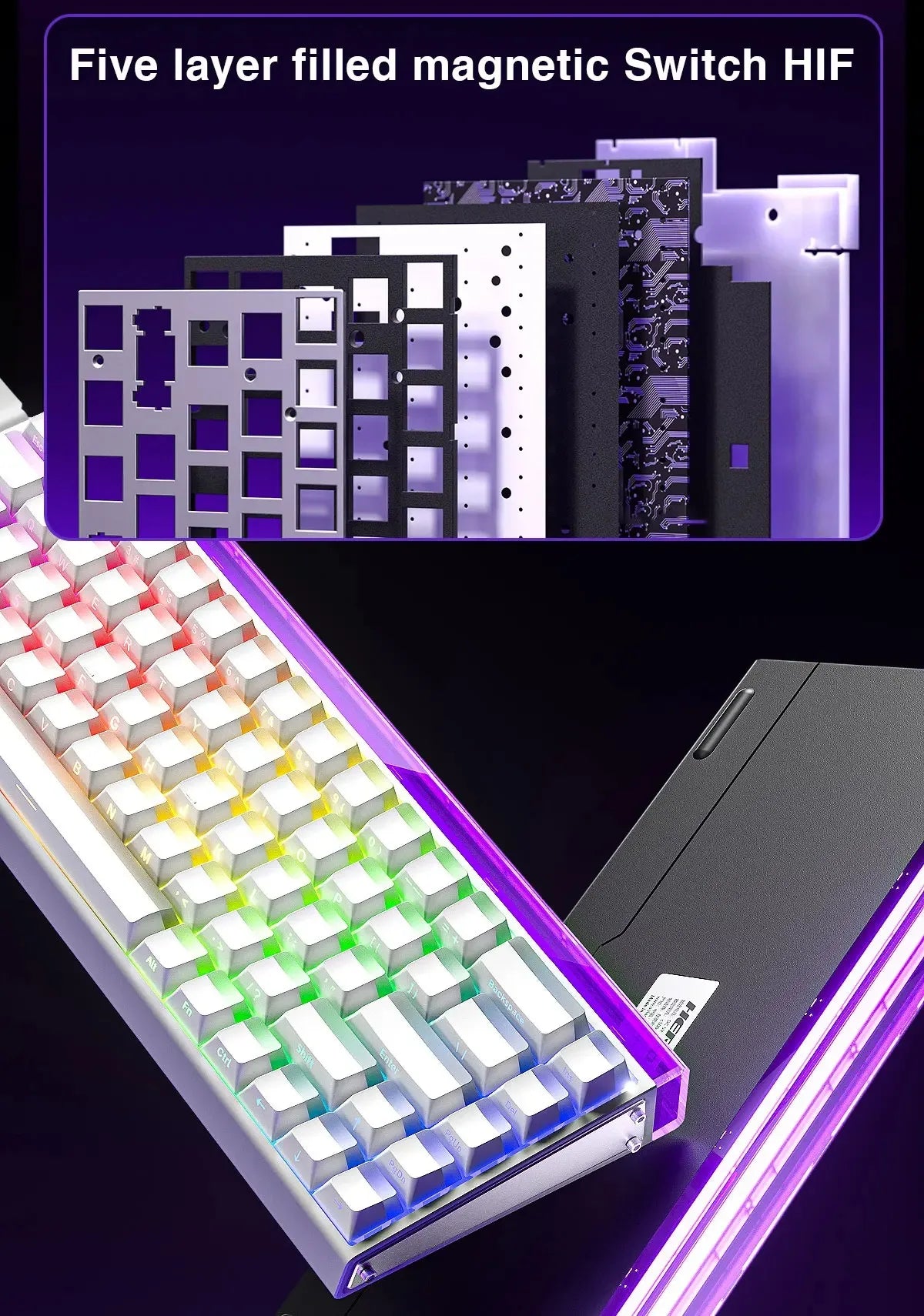 Teclado AULA HERO 68HE con interruptores magnéticos RGB Gaming mecánico Rapid Trigger retorno 8K con cable para esports personalizable