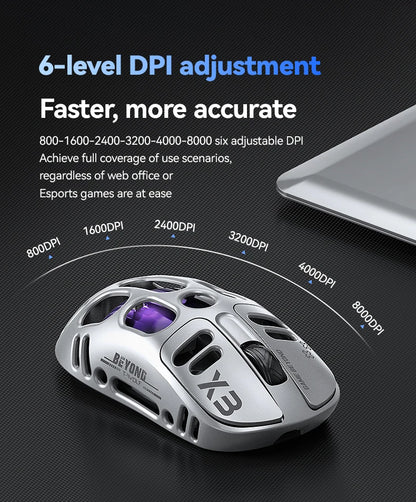 3-Mode Wireless Gaming Mouse with RGB Lighting, Lightweight Bluetooth Mouse, Rechargeable Esports Mouse for PC, Laptop & Gaming