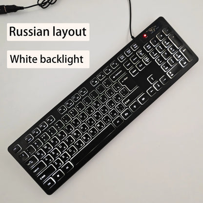 Spanisches/Französisches (AZERTY)/Russisches/Arabisches/Deutsches Tastaturlayout, beleuchtete kabelgebundene Desktop-Gaming-Tastatur für Desktop-Computer und Büro