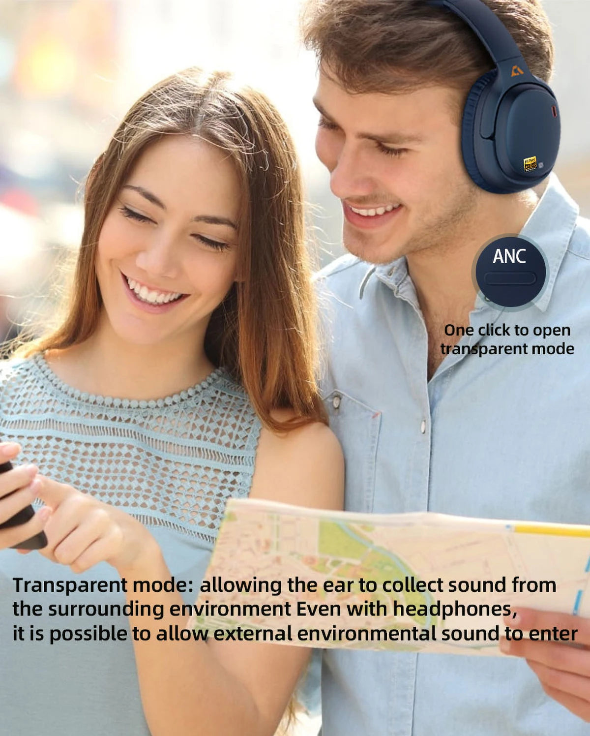 1Mii E700 Wireless Bluetooth Headphones with LDAC Hi-Res Audio, Active Noise Cancelling Bluetooth Headphones, HiFi Stereo Wireless Gaming Headset, 65-Hour Battery Life