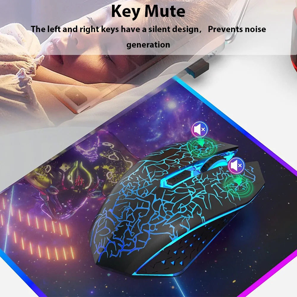 Wireless Gaming Mouse 2.4G Rechargeable Bluetooth Mouse with RGB Backlight, 6-Button Wireless Gaming Mouse for PC, Laptop & E-Sports