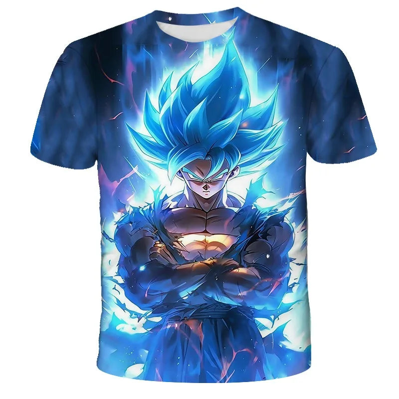 2026 Summer Anime Dragon Ball Z Super Saiyan Men's Clothing Kids CosPlay Goku T-shirt Japanese T-shirt Breathable Short Sleeves