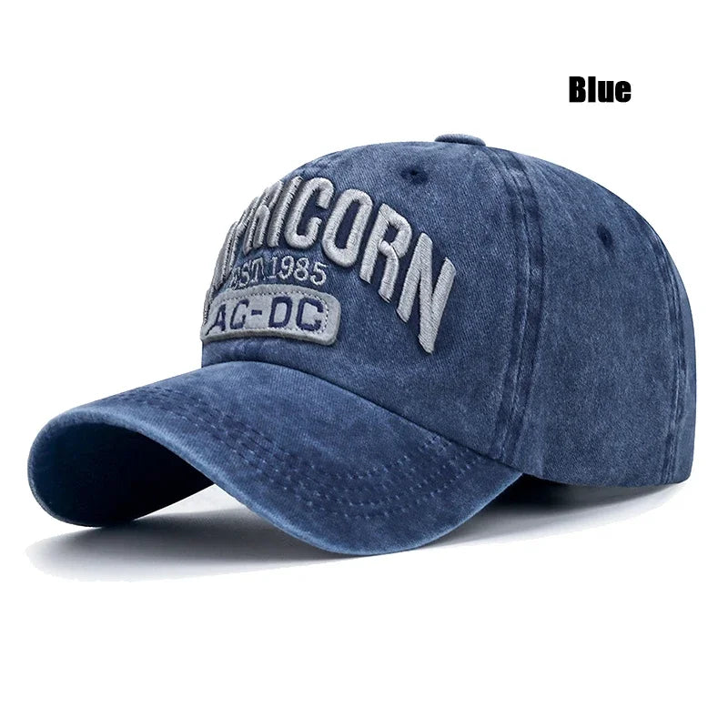Unisex vasket, slidt 'CAPRICORN' alfabet 3D-broderi blød top baseballkasket mode mænd kvinder udendørs afslappet sportskasket
