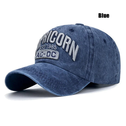 Unisex vasket, slidt 'CAPRICORN' alfabet 3D-broderi blød top baseballkasket mode mænd kvinder udendørs afslappet sportskasket