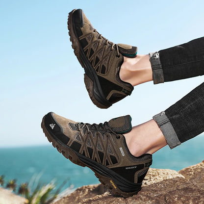HIKEUP Fashion Outdoor Shoes Hiking Men's Sports Casual Mountain Trekking Boots Camping Sneakers for Men Non-slip Wear-resistant