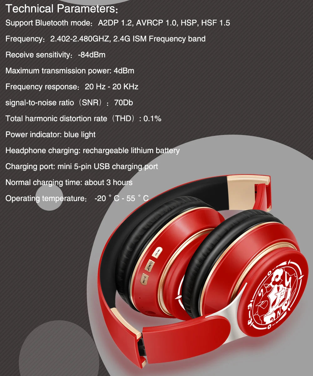 Bluetooth 5.3 Wireless Headphones with Microphone, Stereo Foldable Headset, MP3 FM Radio, Kids Gaming Earphones, Student Gift Headphones
