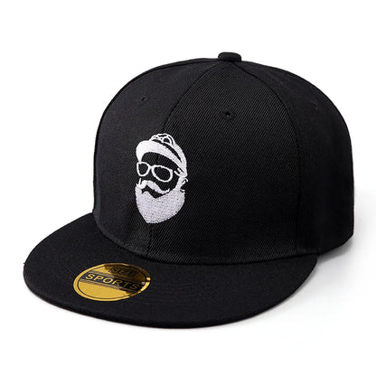 Uncle Beard Baseball Cap, Fashionable Flat-Brim Hip-Hop Hat for Men and Women, Adjustable Size, Suitable for All Seasons, Outdoor Casual Sun Hat, Embroidered Classic Character Design, Street Dance Hat, Suitable for Daily Casu