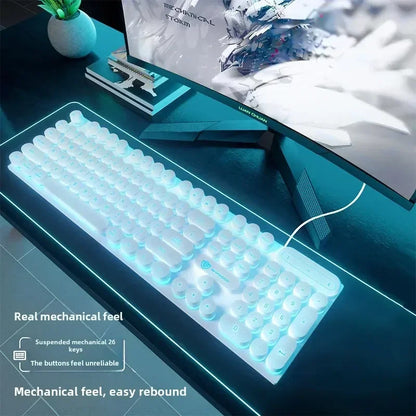 Mechanical Gaming Keyboard USB Wired 104-Key Gaming Keyboard for PC, Laptop & Desktop, Steampunk English Keyboard for Gaming, Office & Typing