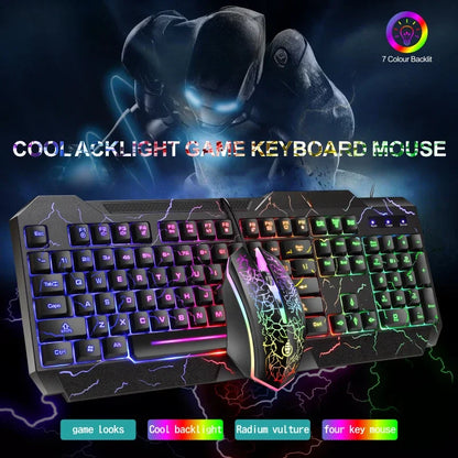 Kabelgebundenes Gaming-Tastatur-und-Maus-Set für Desktop-PCs mit mechanischem Tippgefühl und LED-Hintergrundbeleuchtung