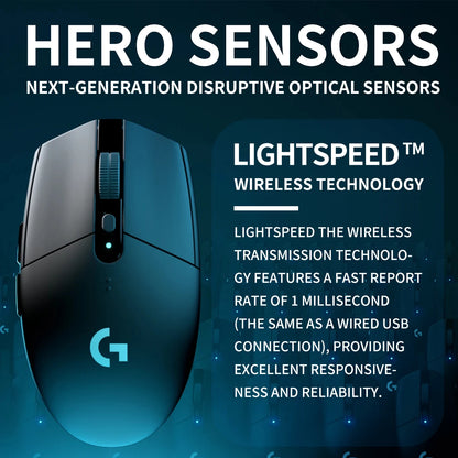 Logitech G305 Wireless Gaming Mouse with HERO Sensor, 12000 DPI, Lightweight Wireless Mouse, 9-Month Battery Life for PC & Laptop Gaming