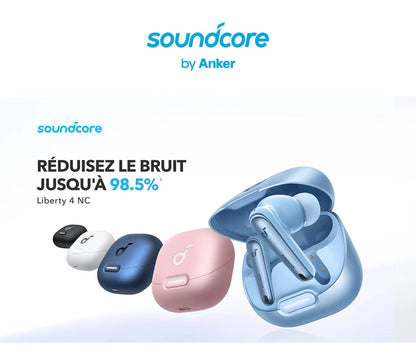 Soundcore by Anker Liberty 4 NC Wireless Bluetooth 5.3 Earbuds – Adaptive Noise Cancelling 98.5%, Deep Bass In-Ear Headphones with Microphone, ANC Bluetooth 5.3 Earbuds