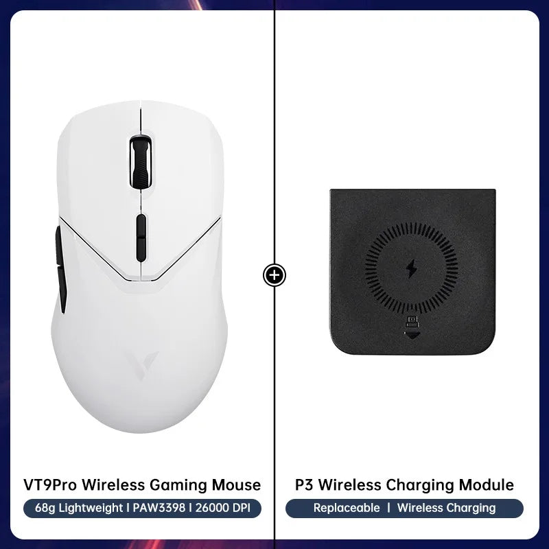 Rapoo VT9PRO Wireless Gaming Mouse PAW3398 26000 DPI Lightweight Programmable Ergonomic Gaming Mouse with Type-C Rechargeable Dual Mode