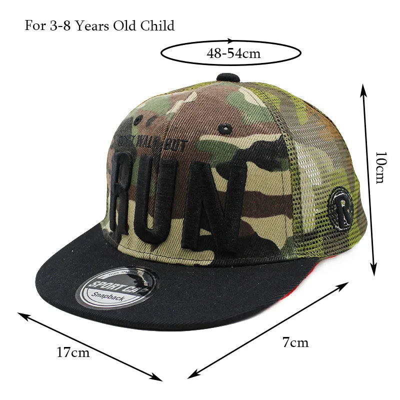 New Casual Children Summer Run Cap Boys Letter Embroidery Snapback Baseball Caps Fashion Outdoor Breathable Adjustable Girl Hat