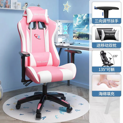 Ergonomic Gaming Chair Comfortable Reclining Computer Chair with Adjustable Height, Footrest, Armrests, Racing Style Office Chair for Home & Office