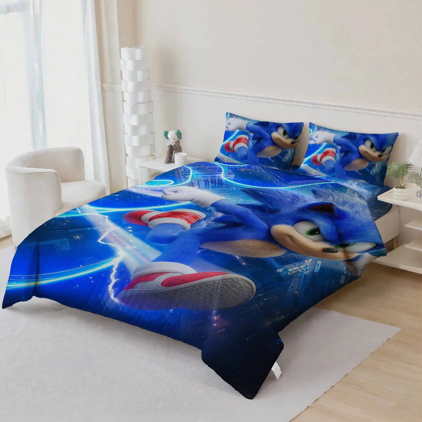 Cute Sonics Boy Bedding Set Digital Cartoon Sonics Duvet Cover Comforter Bed Youth Kids Girl Boys Gift