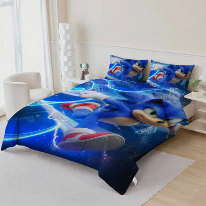 Cute Sonics Boy Bedding Set Digital Cartoon Sonics Duvet Cover Comforter Bed Youth Kids Girl Boys Gift