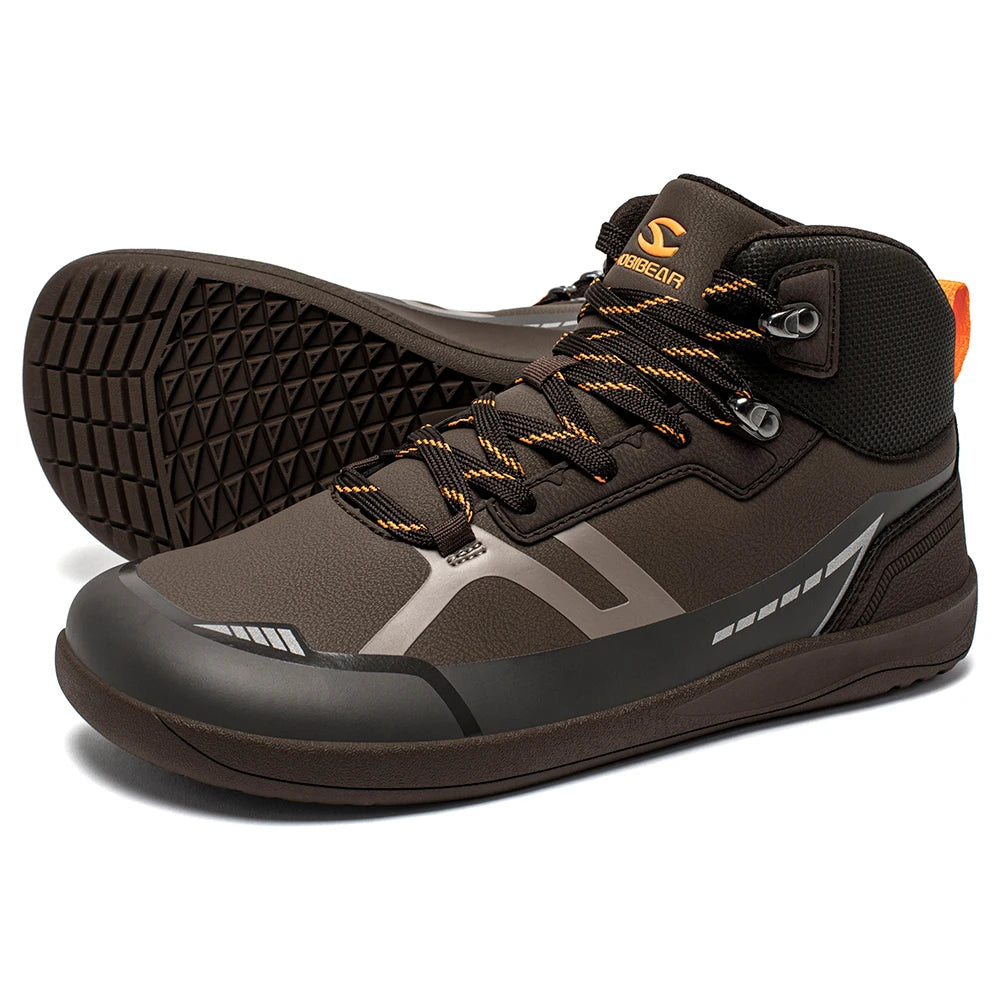 HOBIBEAR unisexe mi haut pieds nus chaussures hommes femmes bout large en cuir artificiel bottes de randonnée en plein air antidérapant chaussures de course