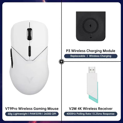 Rapoo VT9PRO Wireless Gaming Mouse PAW3398 26000 DPI Lightweight Programmable Ergonomic Gaming Mouse with Type-C Rechargeable Dual Mode