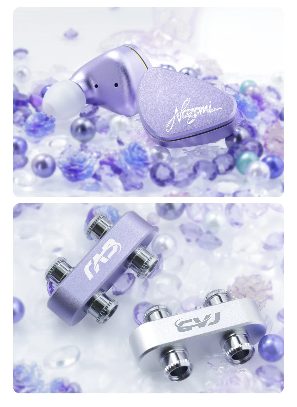 CVJ NOZOMI Wired Hybrid Earphones 2DD+1PD Triple Driver In-Ear Monitors, Planar Magnetic Earbuds with Interchangeable Faceplates for Music & Gaming