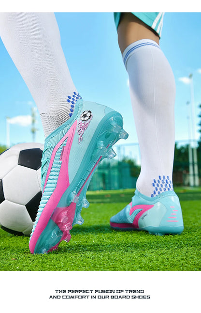 Męskie buty piłkarskie, sportowe buty do piłki nożnej, buty z kolcami do użytku na świeżym powietrzu, dla dorosłych, antypoślizgowe, dla chłopców, z długimi kolcami, treningowe, oddychające, meczowe, wygodne