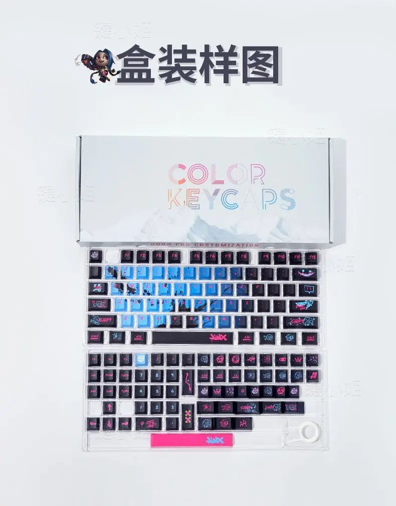 Jinx Personality Key Cap Set PBT 137 Key Gaming Key Cap for 60/84/98/108 Mechanical Keyboard Profile MX Switch