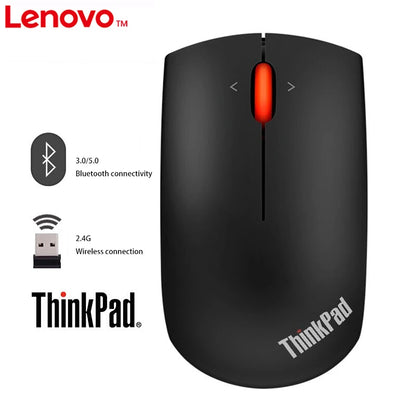Lenovo ThinkPad Office Mouse Bluetooth + Wireless Dual-Mode Mouse, Ergonomic Wireless Office Mouse, 1200 DPI Portable Laptop Mouse
