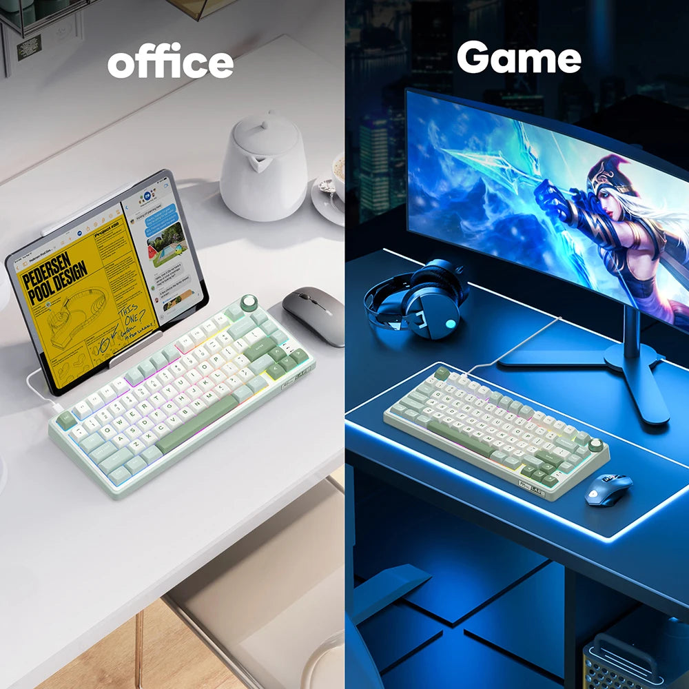 RK Royal Kludge R75 Gasket Wired Mechanical Keyboard 80 Keys RGB Backlit Hot-swappable Spanish Gamer Keyboard MDA PBT Keycaps