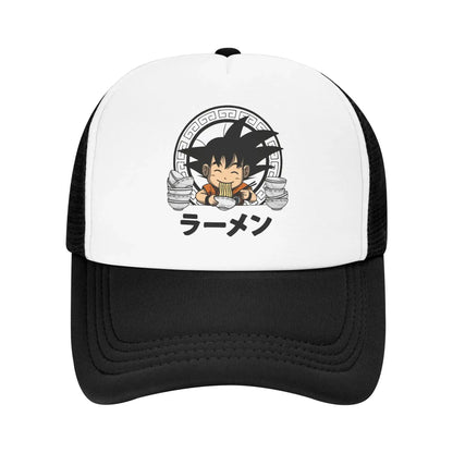 Produit gaming premium Fraquane, Goku Kid Ramen Dragon Ball Trucker Hat Men Women Vintage Anime Manga Hats Sports Cap Adjustable Polyester Baseball Caps Summer