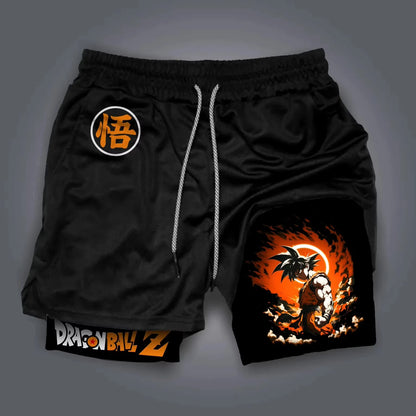 Dragon Ball GOKU Printed Double Layer Shorts Bandai Loose Men's and Women's Summer Sweating Breathable Sports Shorts