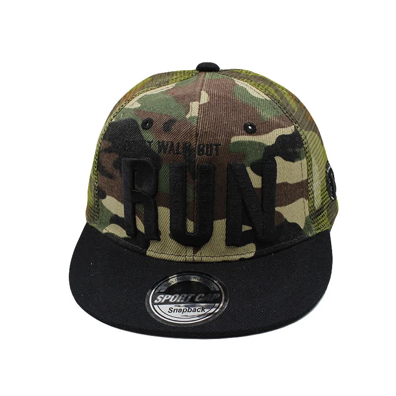 New Casual Children Summer Run Cap Boys Letter Embroidery Snapback Baseball Caps Fashion Outdoor Breathable Adjustable Girl Hat