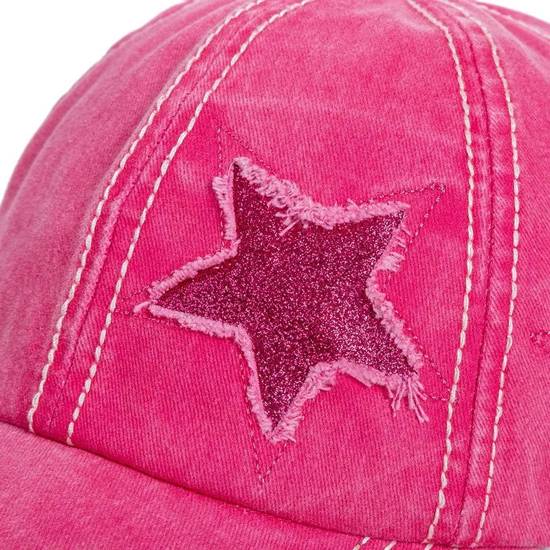 Retro Y2K Star Washed Denim Hole star Baseball cap Snapback Hats Autumn Summer fishing Hat Men Women Caps Casquette hats Gorras