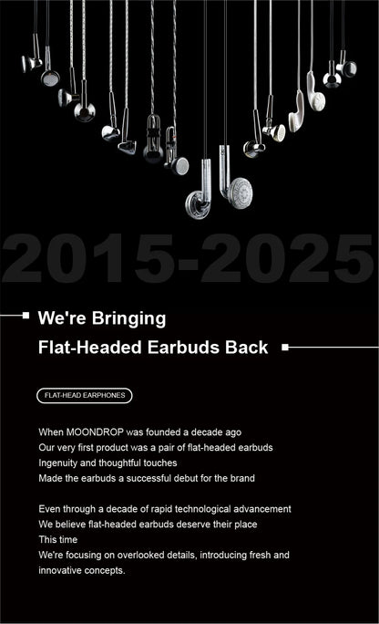 MOONDROP NICE BUDS Wired Earbuds with 15.4mm Large Dynamic Driver, HiFi Flat Head Earphones, High Resolution Sound, Comfortable Wired Music Earbuds