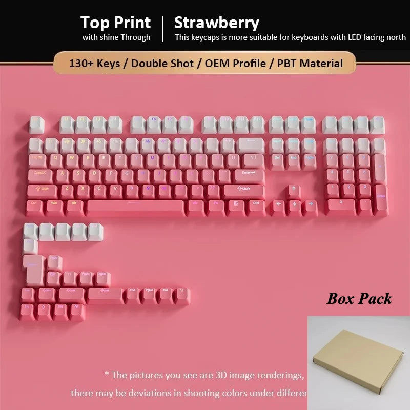 133+ Tasten OEM-Profil Gradient-Keycaps für mechanische Gaming-Tastatur mit Cherry MX Switch, PBT, hintergrundbeleuchtet, RGB-Keycap, ISO-Layout Keycaps