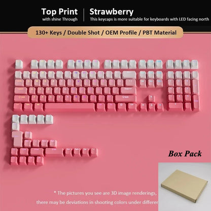 133+ Tasten OEM-Profil Gradient-Keycaps für mechanische Gaming-Tastatur mit Cherry MX Switch, PBT, hintergrundbeleuchtet, RGB-Keycap, ISO-Layout Keycaps