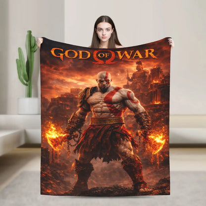 God of War Game Gamers Kratos Blanket  Decorative Flannel Bedding Throws For Couch Chair Sofa Bed Soft Bedspread Gift Idea