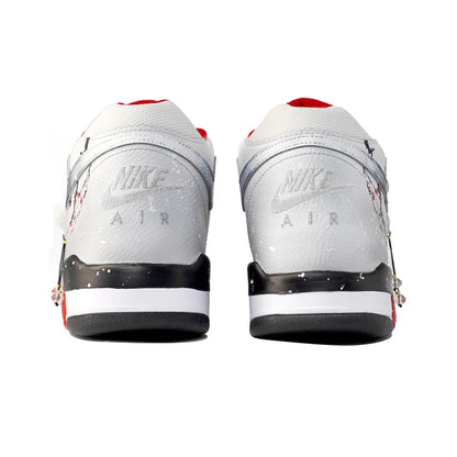 Προσαρμοσμένα αθλητικά παπούτσια Nike Flight Legacy Plum Blossom σε χρώμα Snow, κινέζικου στιλ, ρετρό, μεσαίου ύψους, για μπάσκετ, με μενταγιόν, για άνδρες