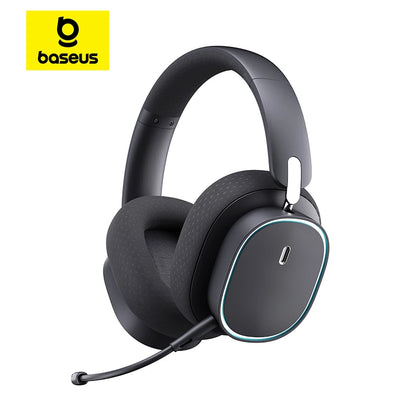 Baseus GH02 Gaming Wireless Headphones Bluetooth 5.3 Over-Ear Headset with Mic, 40mm Driver RGB Gaming Headphones, 2.4G Wireless Low Latency Headset